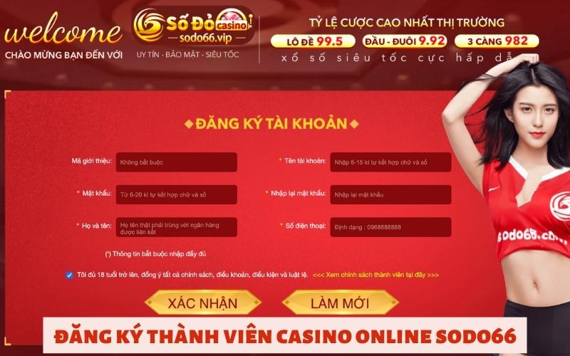 Đăng ký thành viên Casino Online Sodo66 